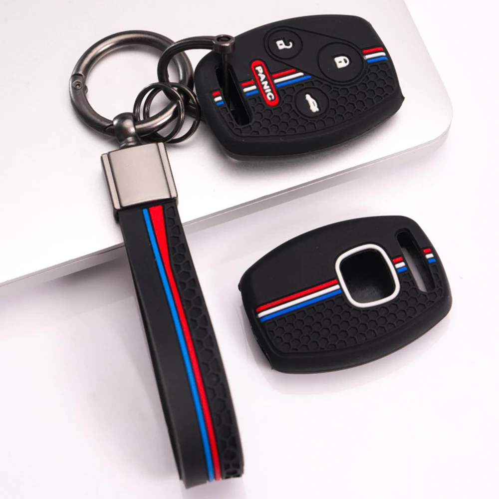Key Case Cover With Keychain For Honda Civic Accord CR-V HR-V Fit City Jazz Odyssey Pilot Vezel XR-V Comfortable Soft Touch