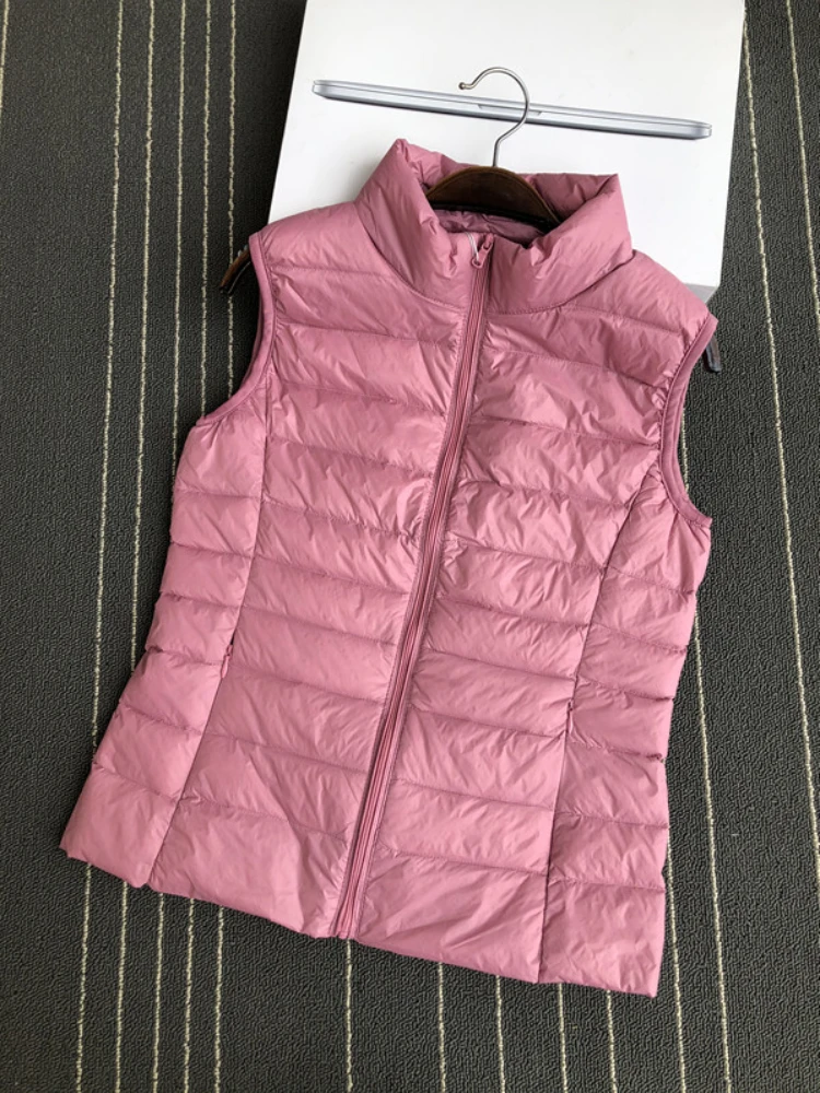 90% piumino d'anatra bianco ultraleggero gilet da donna cappotto sottile da donna in piumino d'anatra senza maniche gilet con colletto alla coreana