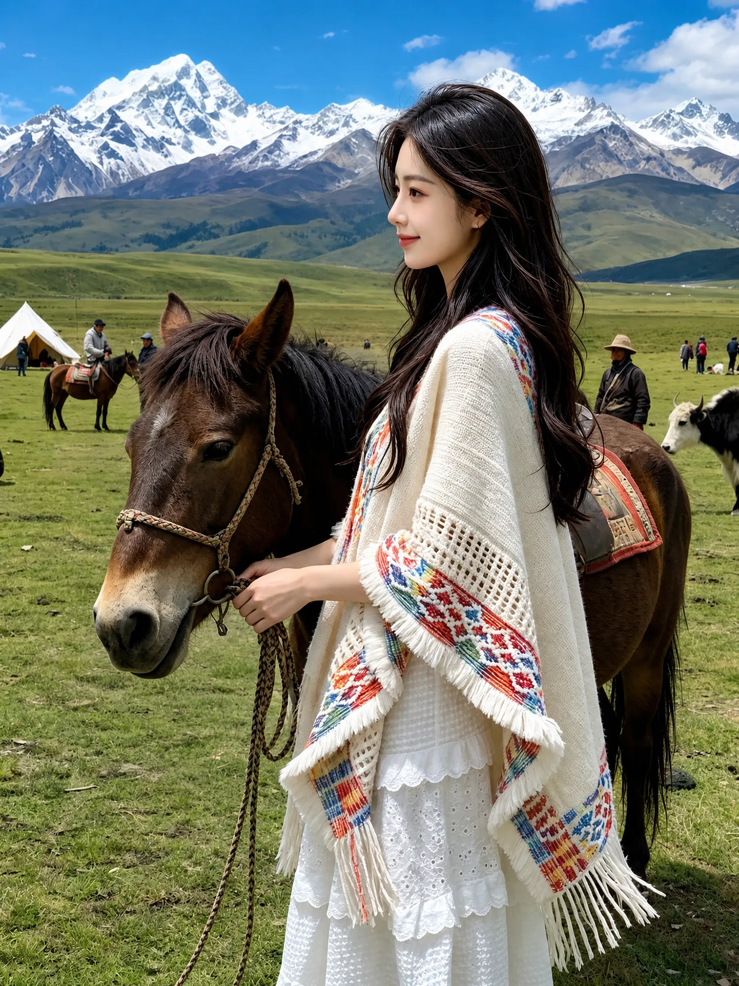 Chal de punto grueso para otoñ - Ethnic Fashion Photography reseña y precio