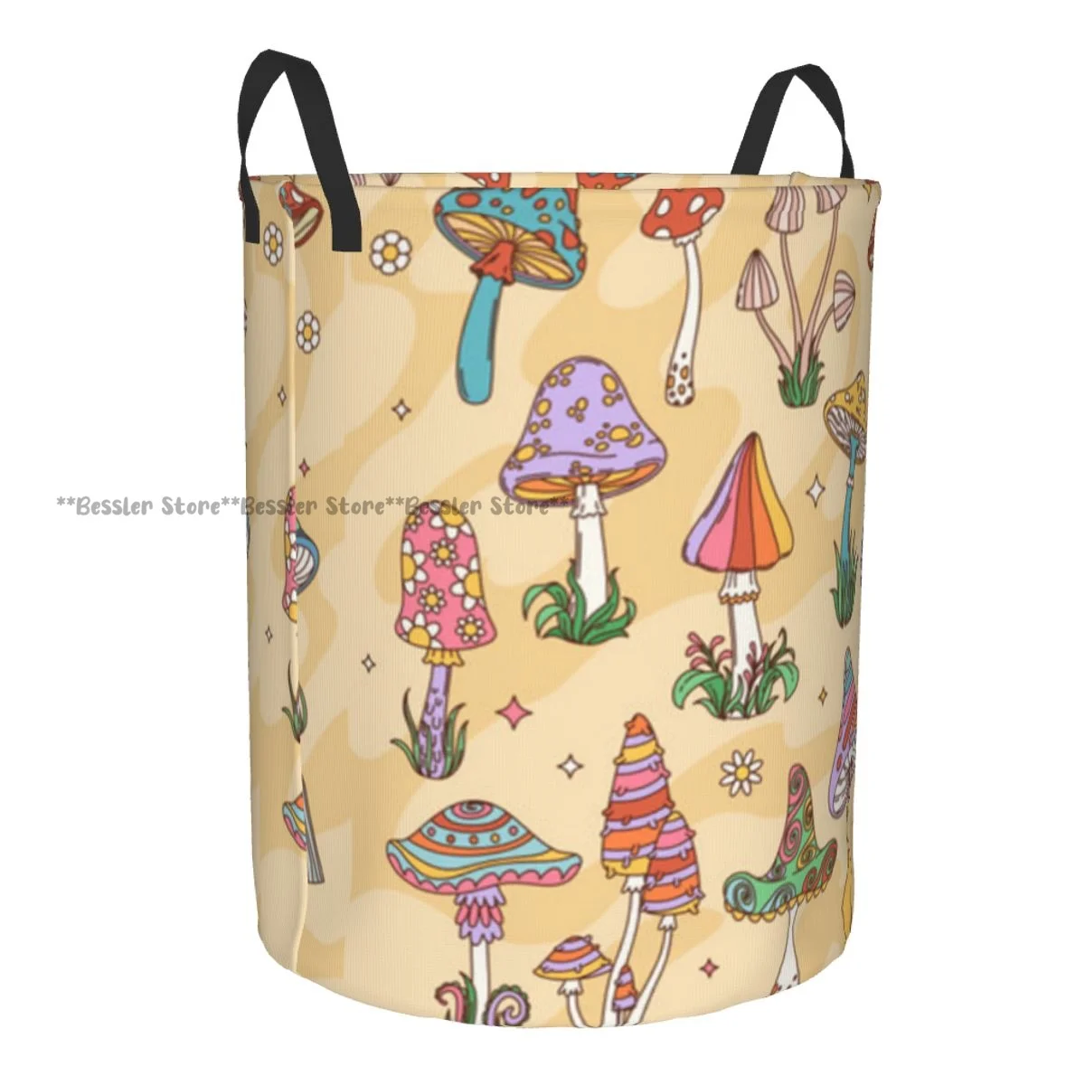 Groovy Hippie Mushrooms With Psychedelic Trippy Waterproof Storage Bag Household Dirty Laundry Basket Folding Clothes Organizer