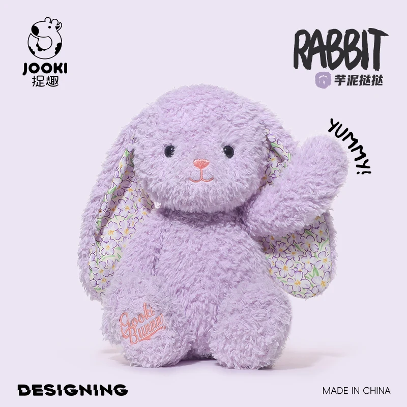 

Плюшевый кролик JOOKI: милый зеленый зайчик с длинными ушками и цветочным узором внутри, мягкая подушка для сна, подарок для девочек на день рождения