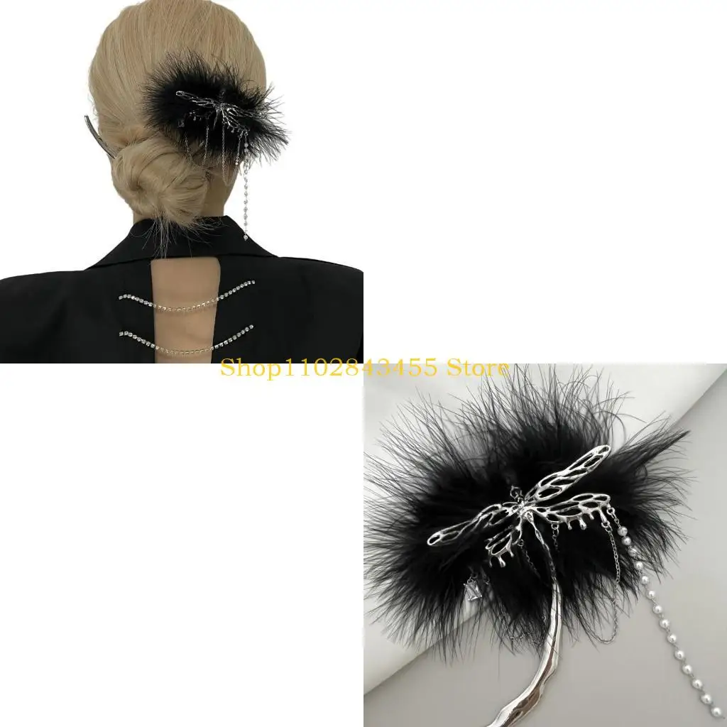 

49MC Универсальные заколки для волос с жемчужной кисточкой и мягкой заколкой в ​​форме стрекозы для женщин и подростков, для на