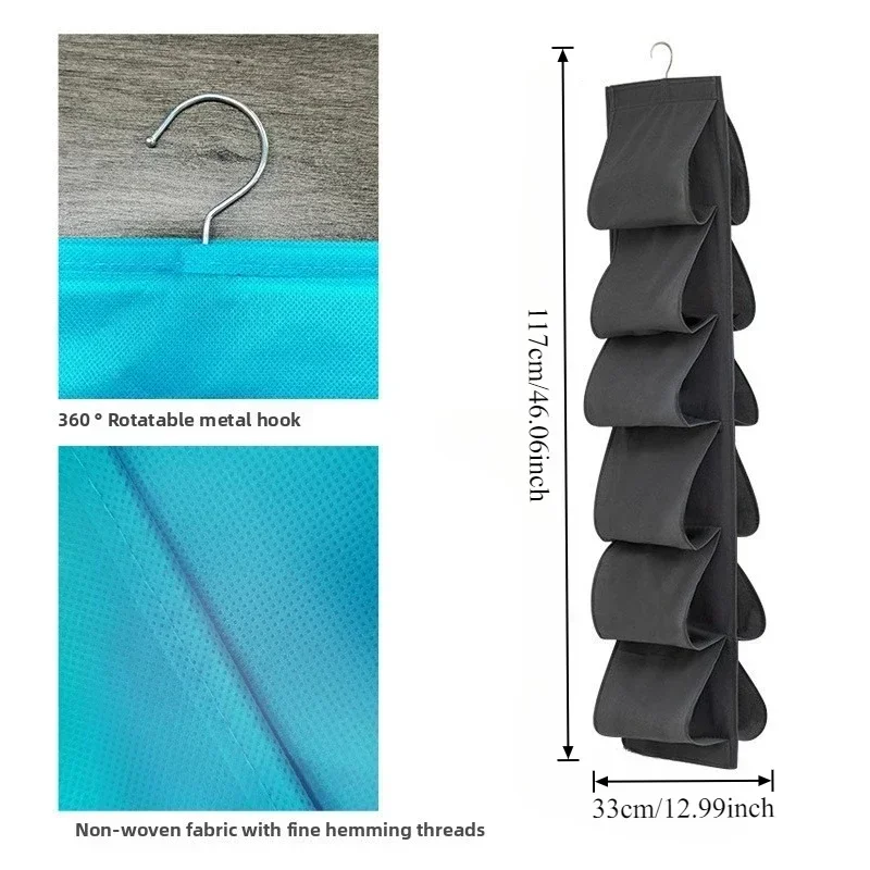 12 Grid Shoe Storage Hanging Bag Non Woven Closet Organizer Wall Pocket Door Back Shoe Rack Multi Purpose Wardrobe Organizer - view 5