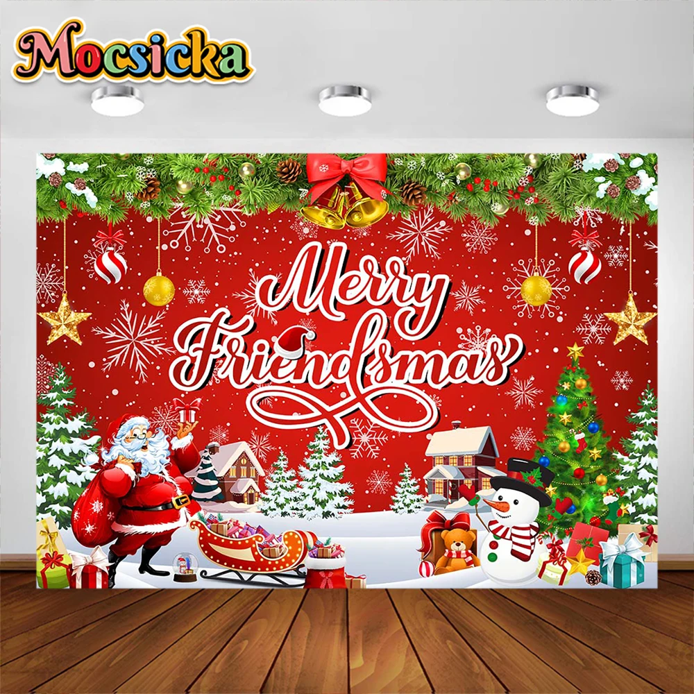 

Merry Christmas Photography Backdrops Xmas Tree Santa Claus Custom Birthday Backdrop Snow Photo Gift Baby Shower Eve Decor