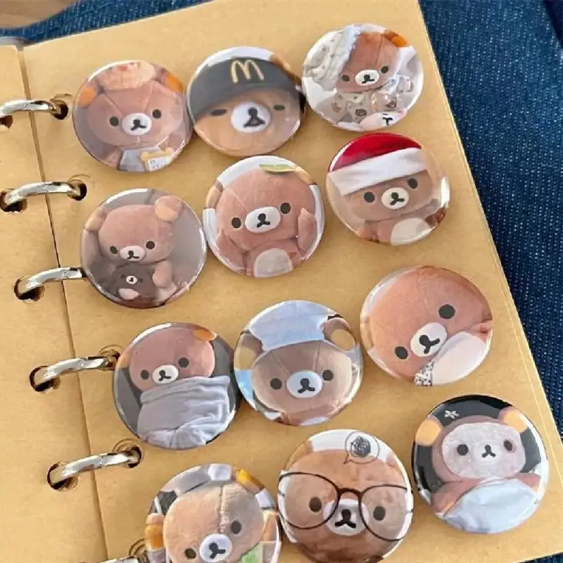 25 مللي متر Rilakkuma شارة صغيرة ريترو ستايل بروش يده حساب الديكور الملابس و itabag الديكور انمي ياباني المحيط