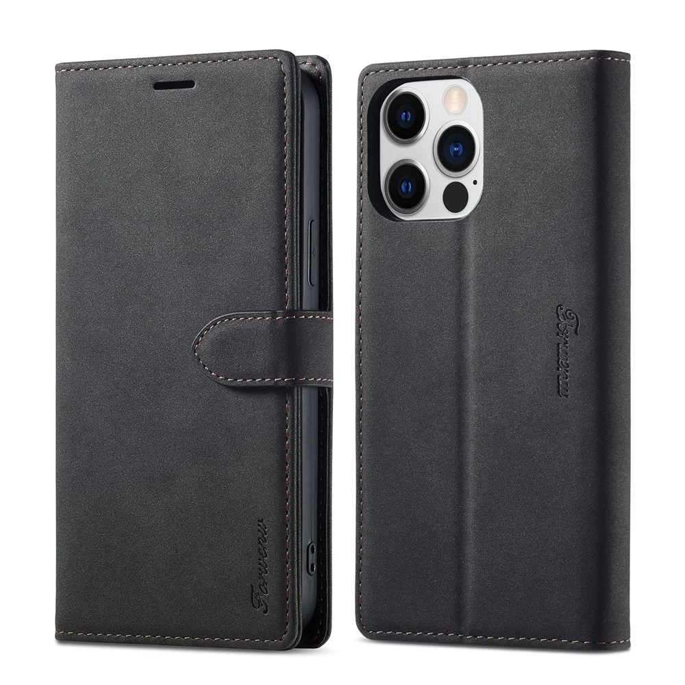 حافظة جلدية مغناطيسية بلون سادة لهاتف آيفون 16 15 14 13 12 Mini 11 Pro Max XR X XS Max 6 6s 7 8 Plus محفظة بفتحات للبطاقات