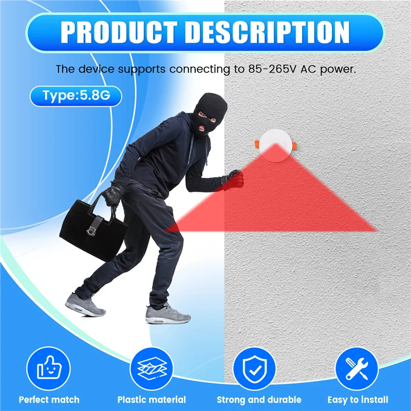 B63B-Zigbee Mmwave Human Presence Detector 220V/110V Radar Motion Sensor Relay Lux Light/Distance Detection Tuya