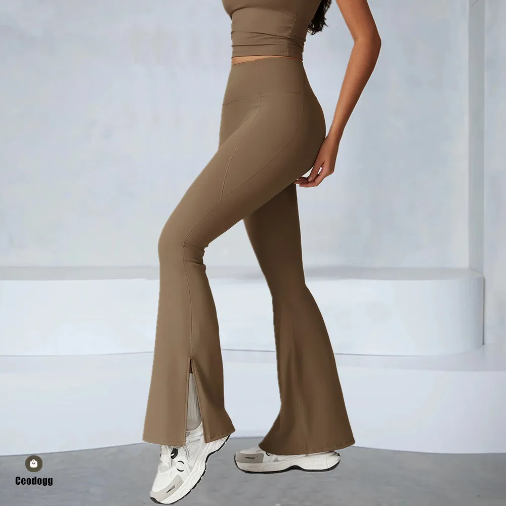 

Брюки для танцев с высокой талией, женские быстросохнущие повседневные брюки-клеш для бега, спортивные расклешенные леггинсы, женская активная спортивная одежда XP383