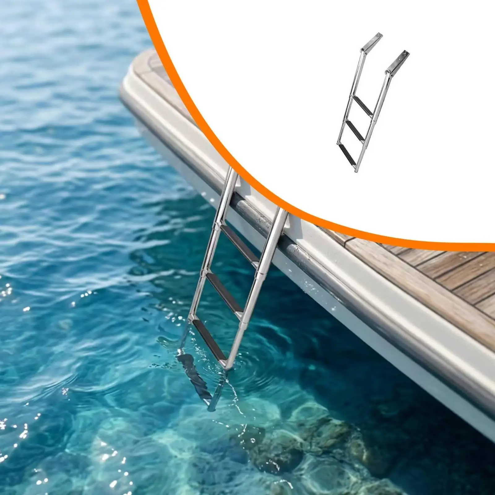 Stainless Steel Folding Boat Ladder Marine Boarding Step 4 Rung Telescopic Deck Mount for Yacht Use view 6