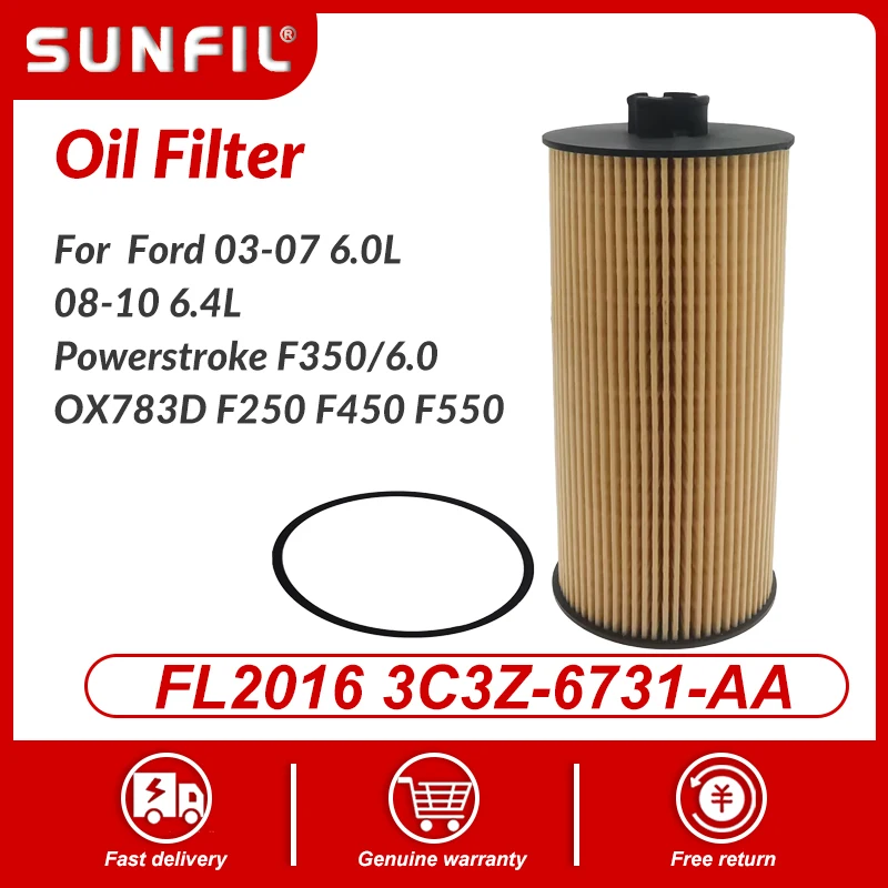 Oil Filter FL2016 3C3Z-6731-AA For Ford 03-07 6.0L 08-10 6.4L Powerstroke F350/6.0 OX783D F250 F450 F550