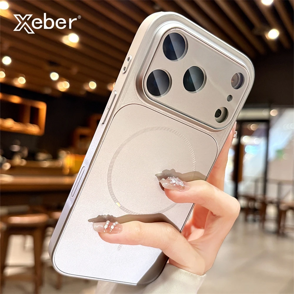Offizielle AG-Hülle aus mattem Glas für iPhone 17 Pro Max Air für Magsafe Wireless Charge, magnetisch, mit Objektivfolie, schützende Hartschale