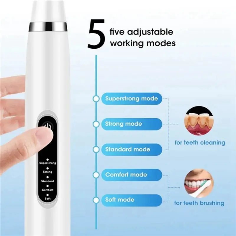 A38T-2X Electric Teeth Cleaner Tooth Whitening & Cleaning Waterproof Tartar Remove Fresh Breath Oral Care,White(2 X Head)