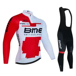 Bmcing-Pro Team Cycling Jersey Set, MTB Uniform, Bicycle Clothing, Quick Dry Bike Clothes, Long Cycling Wear, 19D Bib Set, Autum