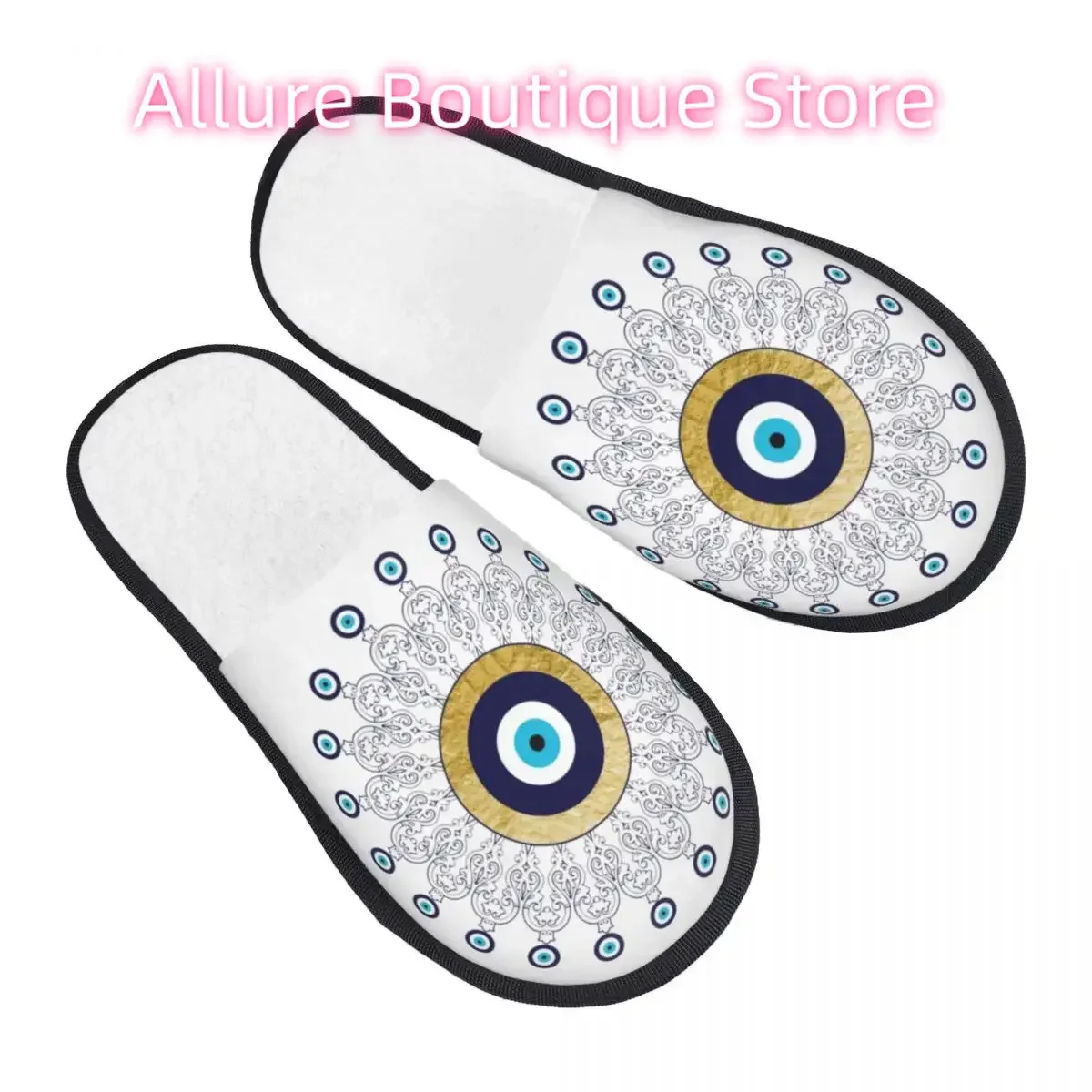 

Турецкий амулет, домашние тапочки с мандалой, уютные теплые пушистые тапочки в стиле бохо, средиземноморская пена с эффектом памяти, домашняя уличная обувь