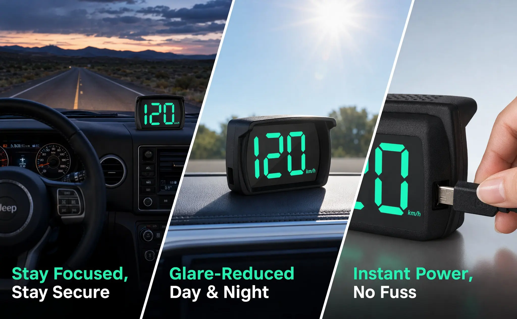Car Hud Display Digital Speed Meter High Clarity Dashboard Auto Speedometer Car Speed Tracker Display Hud Speedometer