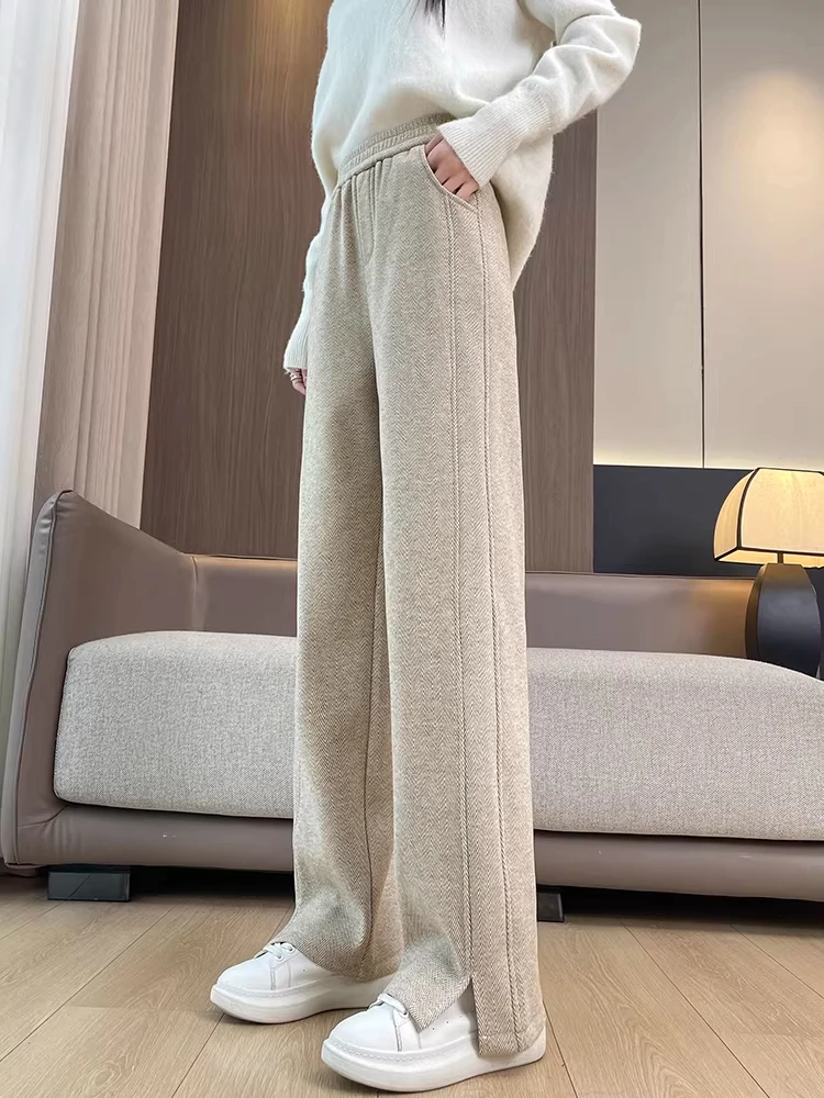 

Женские зимние брюки-карго с широкими штанинами и подкладкой, тонкие, на весну-осень, повседневные, с высокой талией