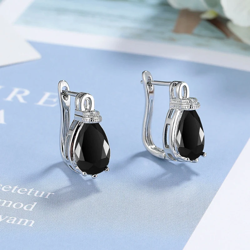 Shiny Multiple Colors Crystal Water Droplet Earrings Light Luxury Temperament 925 Silver Ear Buckle Fashion Jewelry for Women image 5