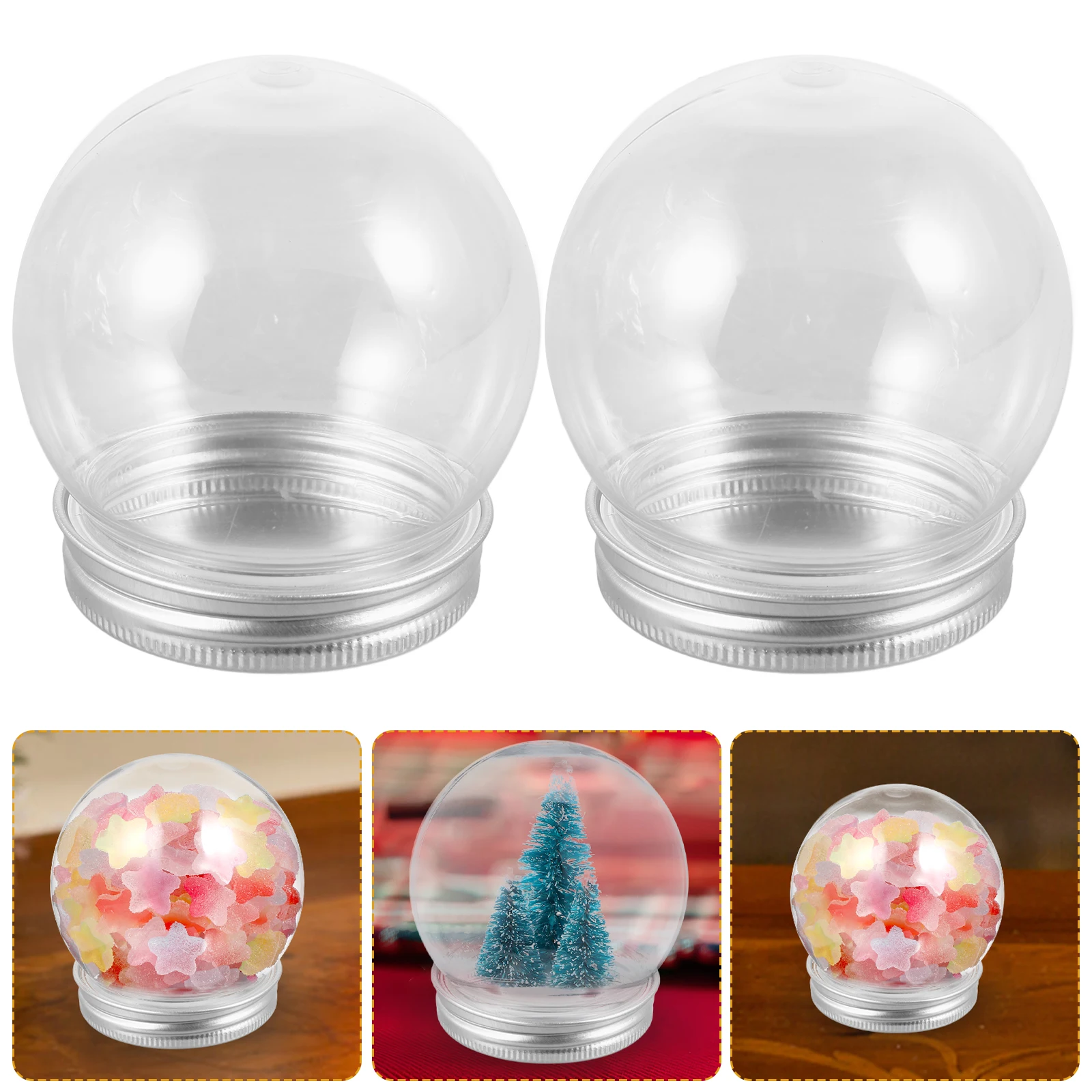 

16pcs Clear Plastic Globes Empty Snow Globe Reusable Transparent Christmas Balls Halloween Candy Bottles Favor Gifts For Kids