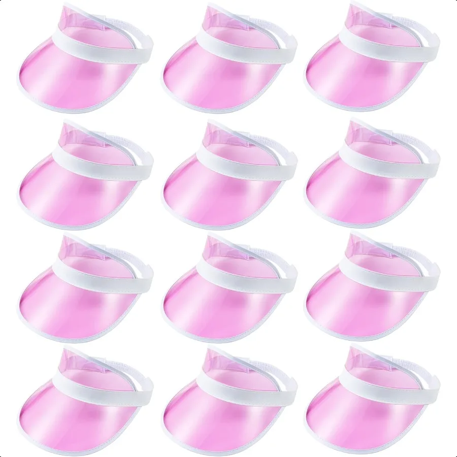 

12 Pack Sun Visor Hats Women UV Protection Clear Outdoor Beach Sports Golf Sunhat Party Cap