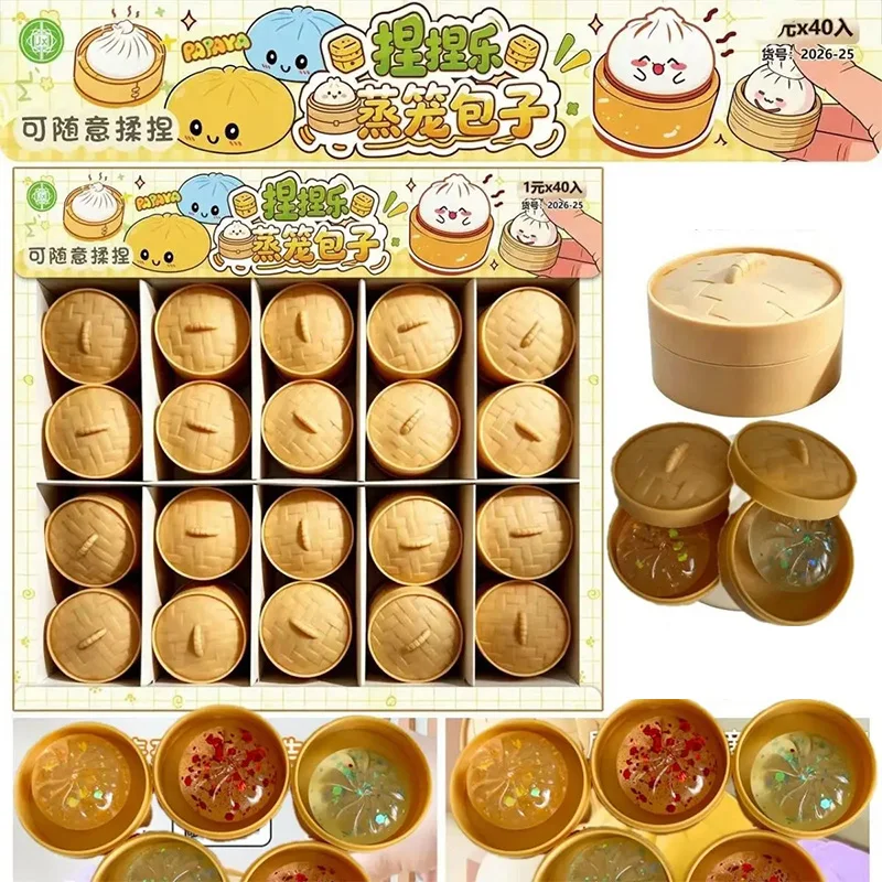 Mini Ornamento Decorativo Squishy de Bolinho de Sopa e Pãozinho de Cristal, Fofo, Anti-stress, de Apertar com Recuperação Lenta, Presente de Brincadeira para Escritório para Adultos