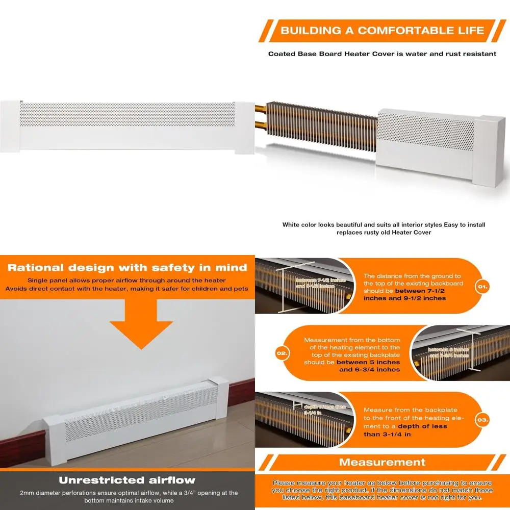 

Universal Baseboard Heater Covers with End Caps - Upgrade Your Rusty Electric Radiators