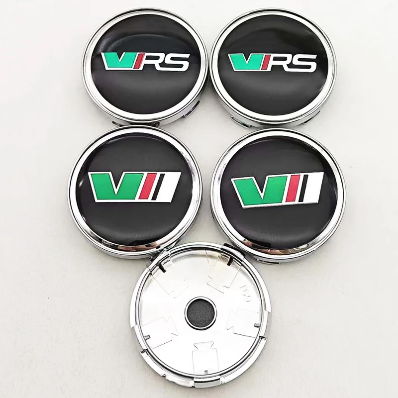 4 Stück 60mm Auto-Radnabenkappen Felgenabdeckung Logo V VRS Emblem für Skoda Fabia Octavia Rapid Kodiaq Superb A4 A5 Mk3 Karoq Zubehör