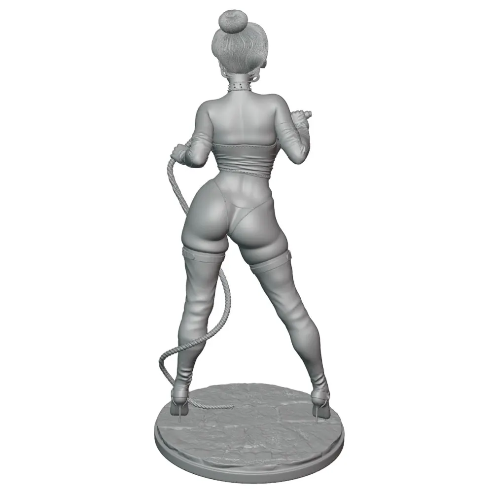 1/24/6 Sexy Female Warrior, Attractive Young Girl Holding a Whip Resin Model Kit, GK Mini 3D Printed Grey Model Doll, Uncolored