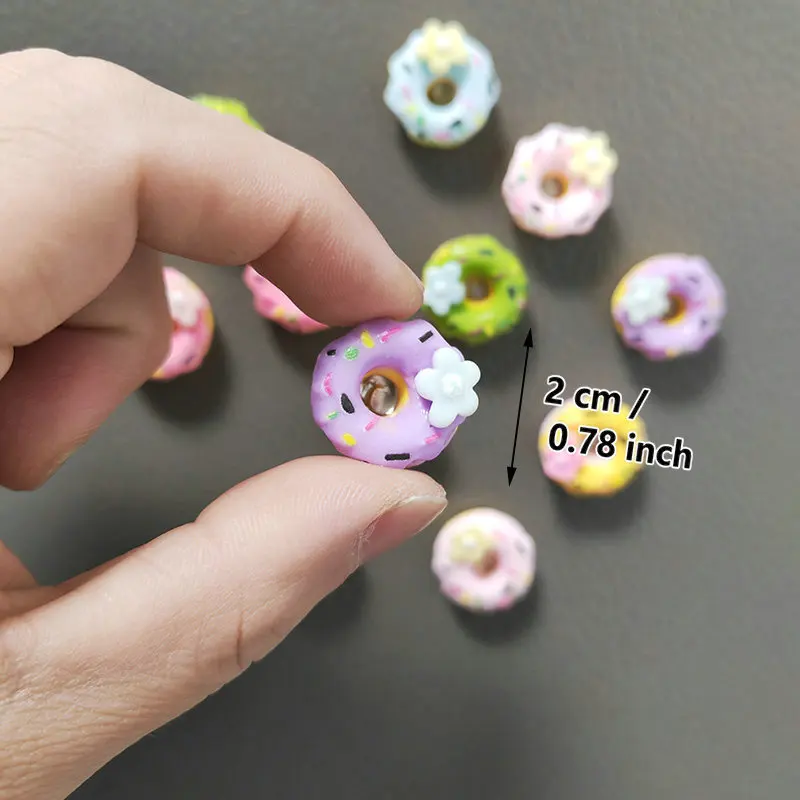 6pcs Resin Summer Doughnut Shaped Refrigerator Magnets Colorful Decor for Fridge Whiteboard Home Office Kitchen Ornaments