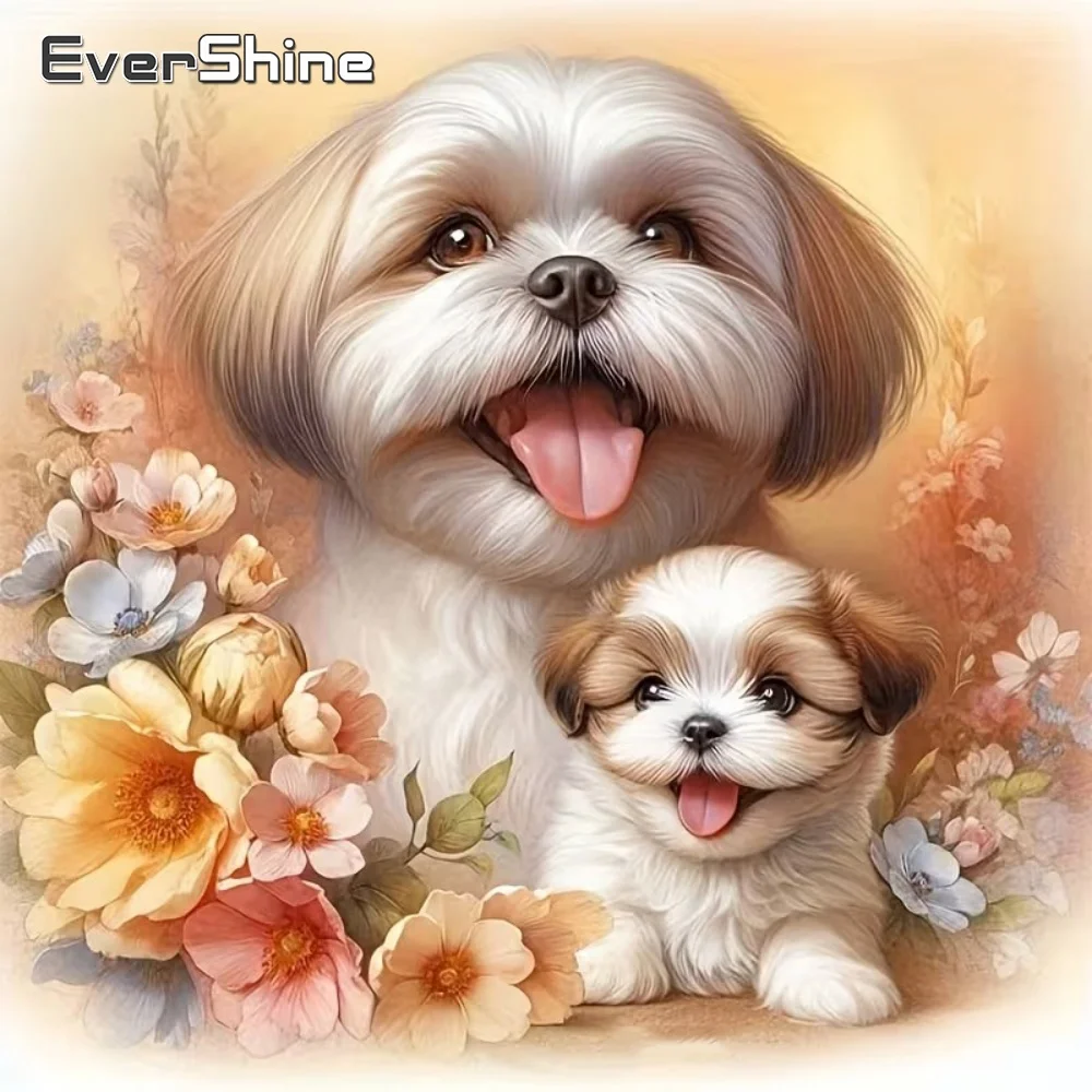 EverShine 5D DIY Diamantmalerei Hunde-Motiv für Erwachsene Anfänger Mosaik Blumen Neuerscheinung Stickerei Heimdekoration