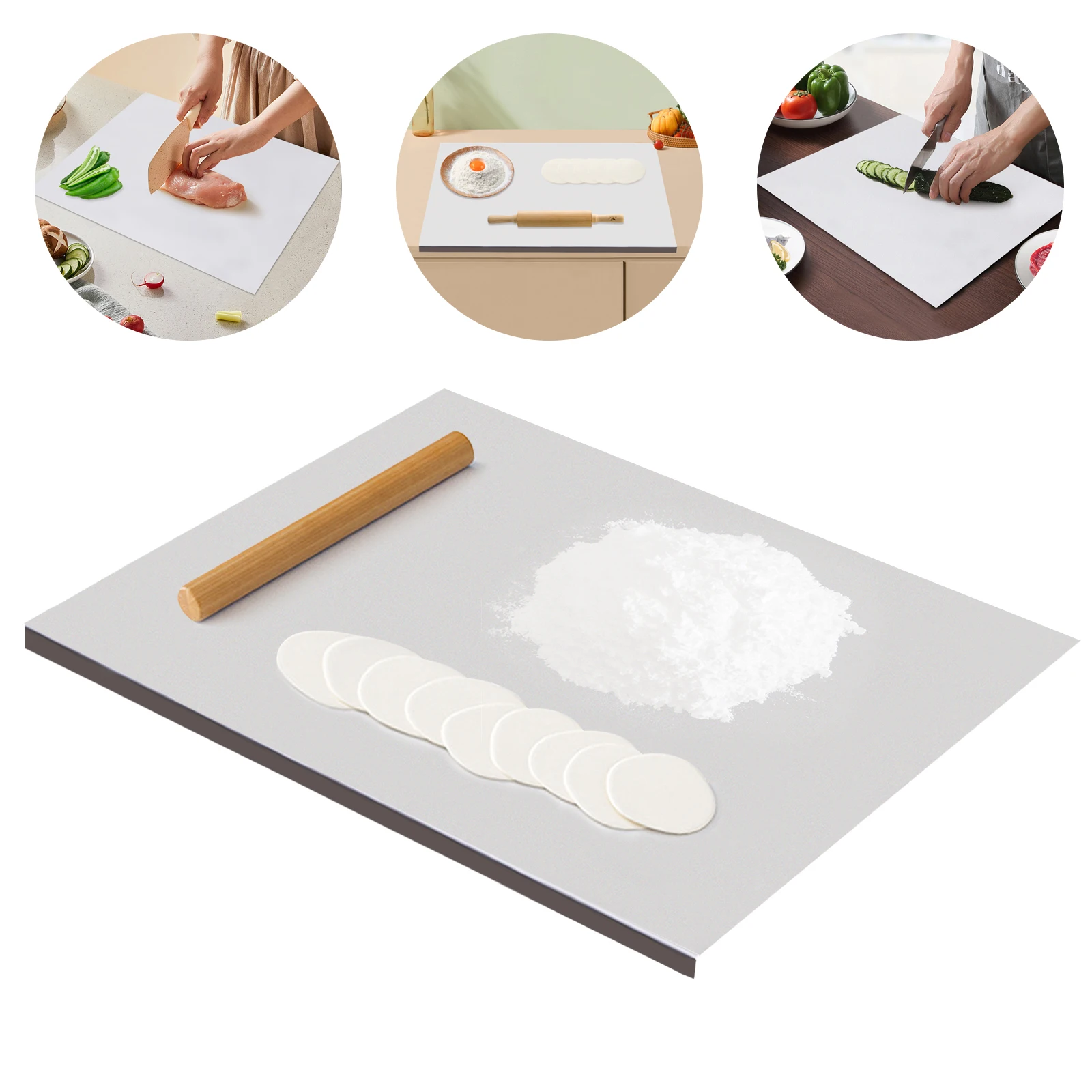 

Stainless Steel Cutting Board 60x40cm Large Non-Slip Metal Chopping Board Kitchen Pastry Mat