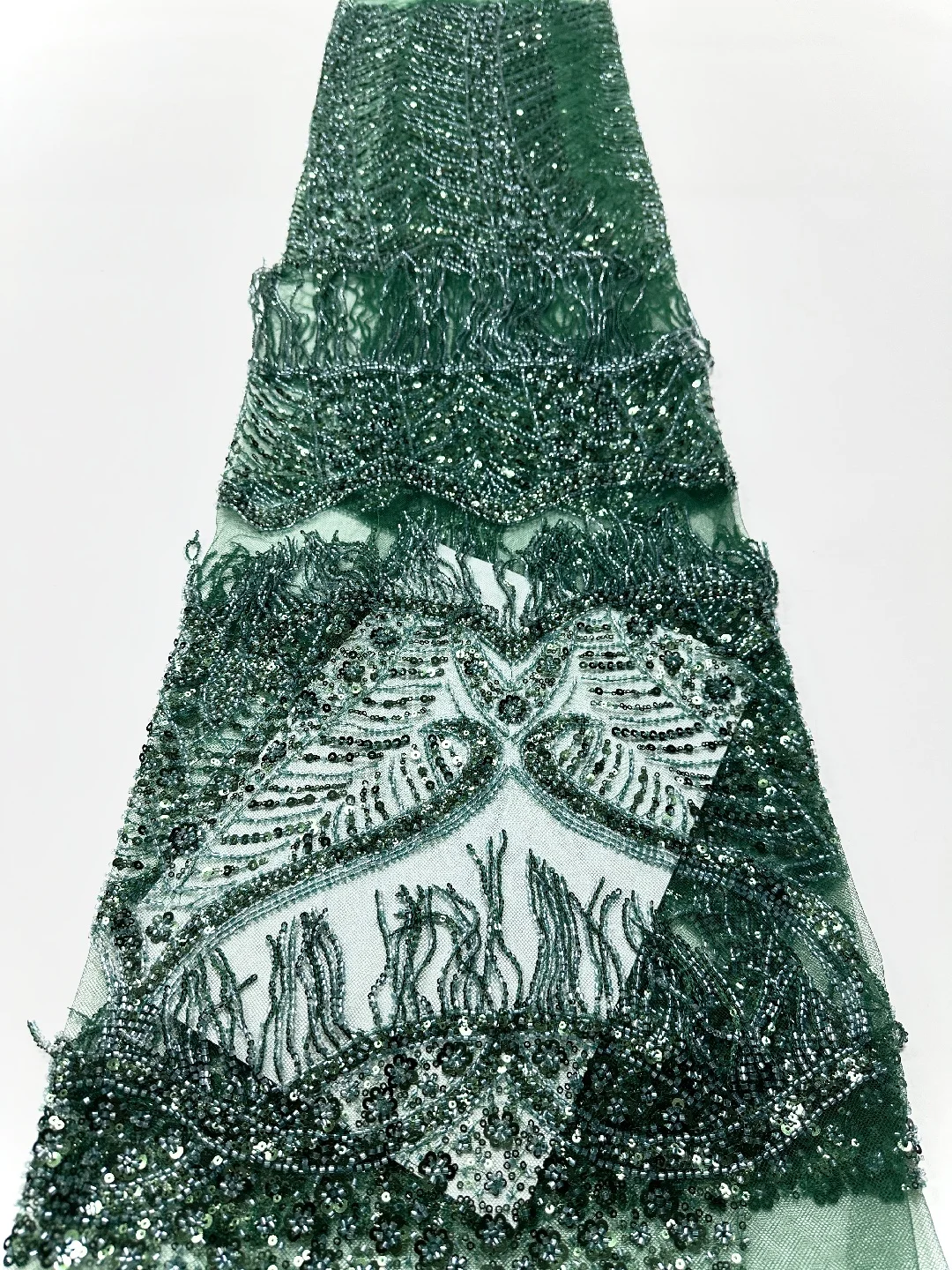 

Teal Green Nigerian High-Quality Tulle Lace Fabric 2026 African Embroidered Mesh Net with Beads And Sequins for Dress Making