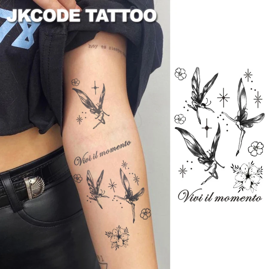 MINIMAL TATTOO herbal tattoo stickers for music festivals, INS style, CUTE Design, fairy, forest elf, star, hibiscus flower patterns, 