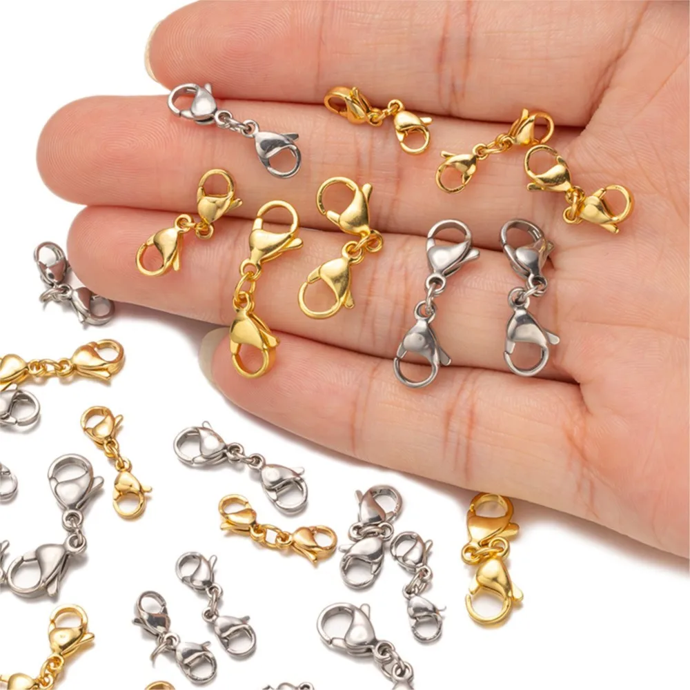 

5Pcs Stainless Steel Double Lobster Clasp Extender Claw Connector For DIY Bracelet Necklace Chains Jewelry Making Findings