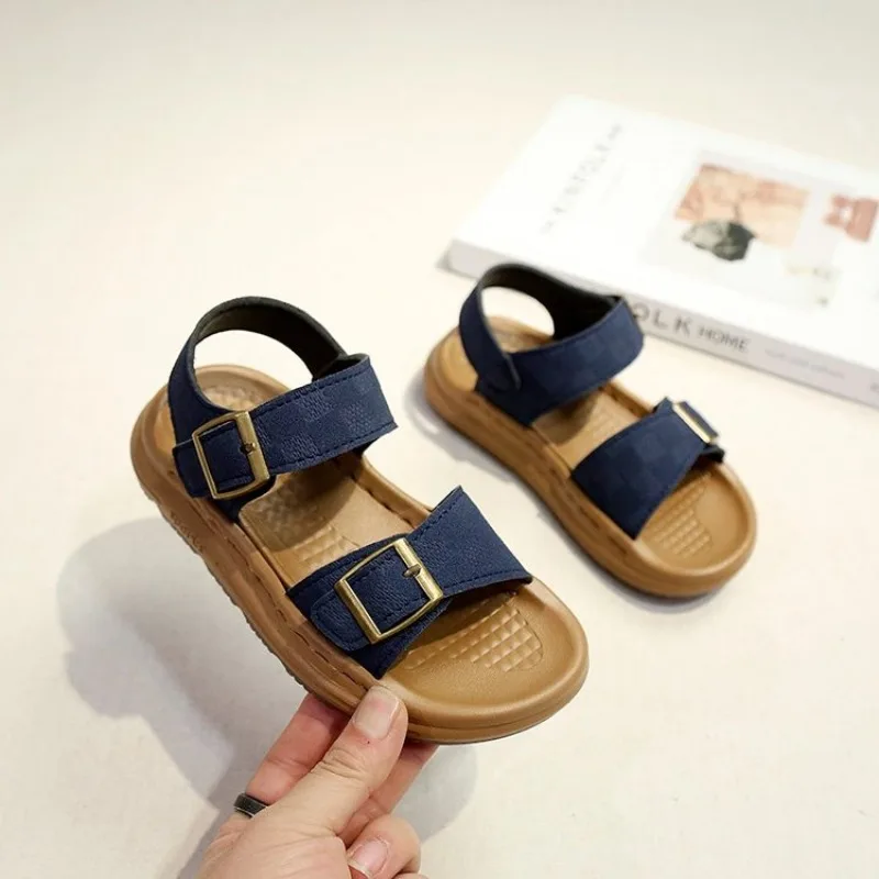 2026 Summer New Children Sandals Fashion College Style Boys Girls Soft Bottom Sandals Simple Solid Color Kids Sandals