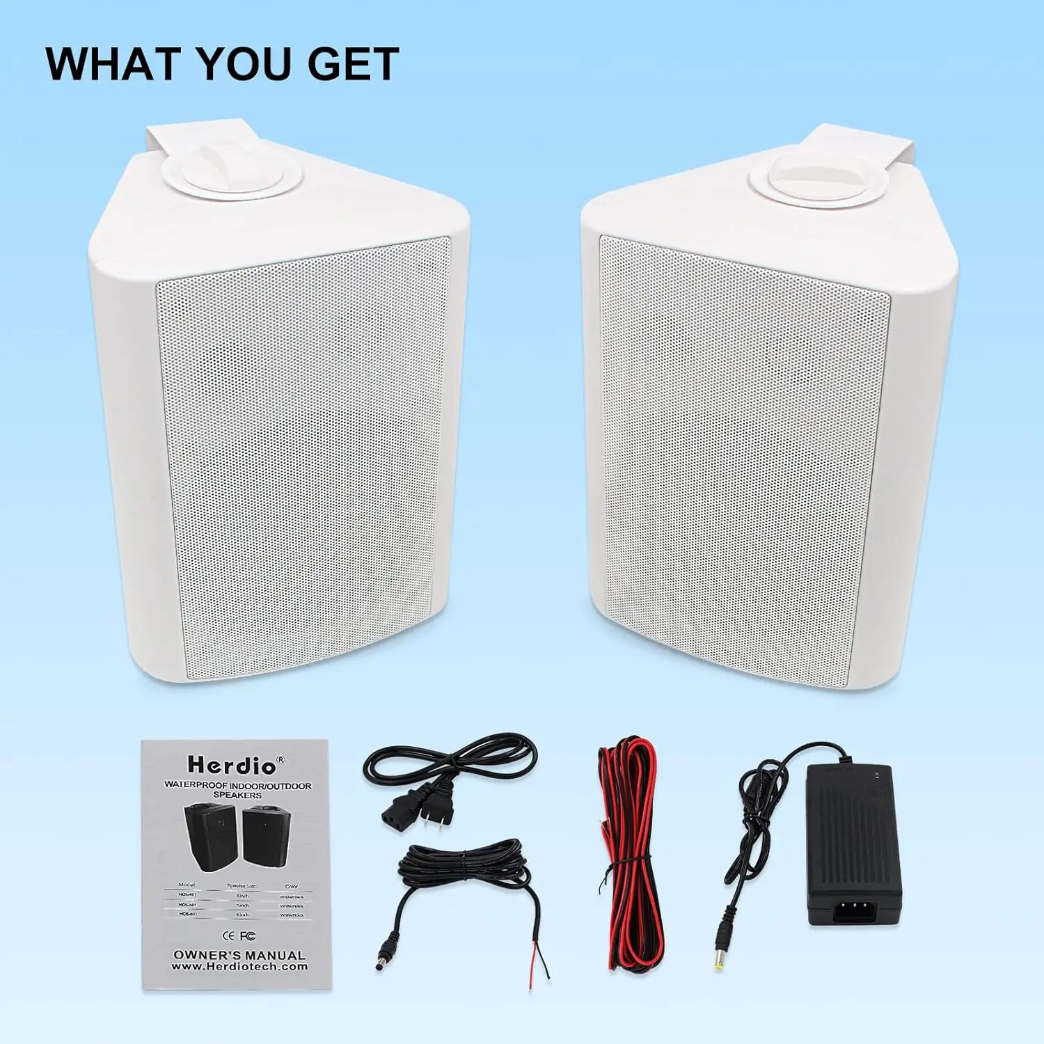 Herdio 5,25'' 2 Stück Bluetooth-Lautsprecher für drinnen und draußen, Terrasse, wasserdicht, kabelgebunden, Wandmontagesystem, 300 Watt, Schwarz 3