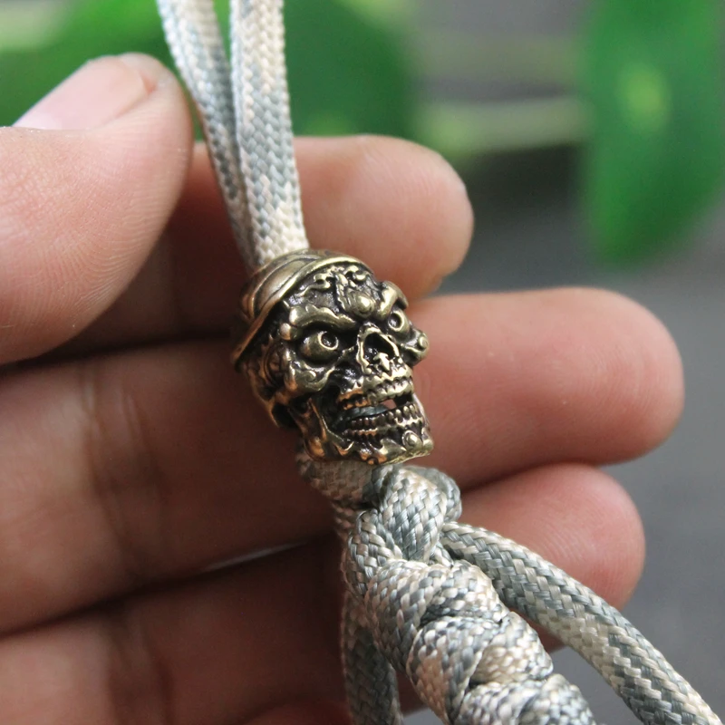 Tibetan Buddhist Tantra Gabala Skull Head Knife Bead Black Brass EDC Outdoor Tool DIY Paracord Accessories Woven Lanyard Pendant