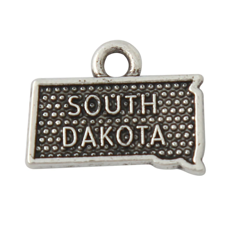 

RAINXTAR Fashion Vintage Alloy South Dakota State Map Charms 11*16mm 50pcs AAC803