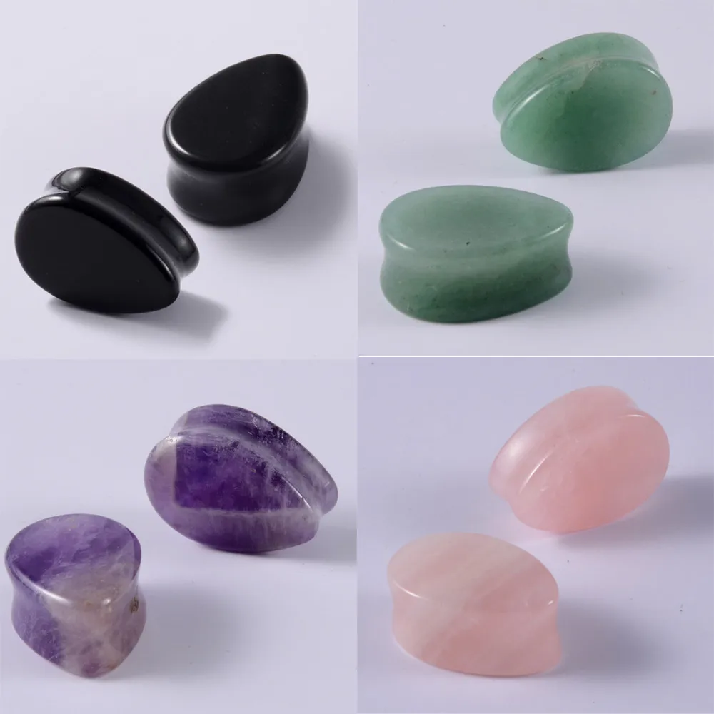 1 Pair 5mm-25mm Teardrop Natural Stone Ear Plugs Tunnel Flesh Earrings Gauges Ear Expander Stretcher Fashion Body Piercings