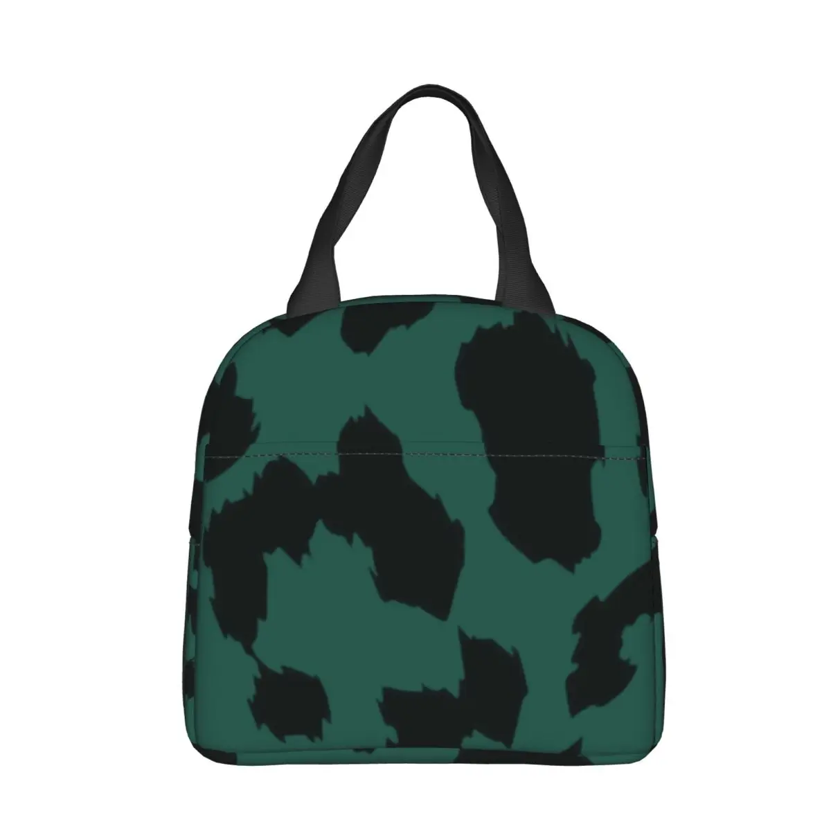 Green Leopard Insulated Lunch Bags Thermal Bag Meal Container Geometric Simple Large Tote Lunch Box Girl Boy College Outdoor