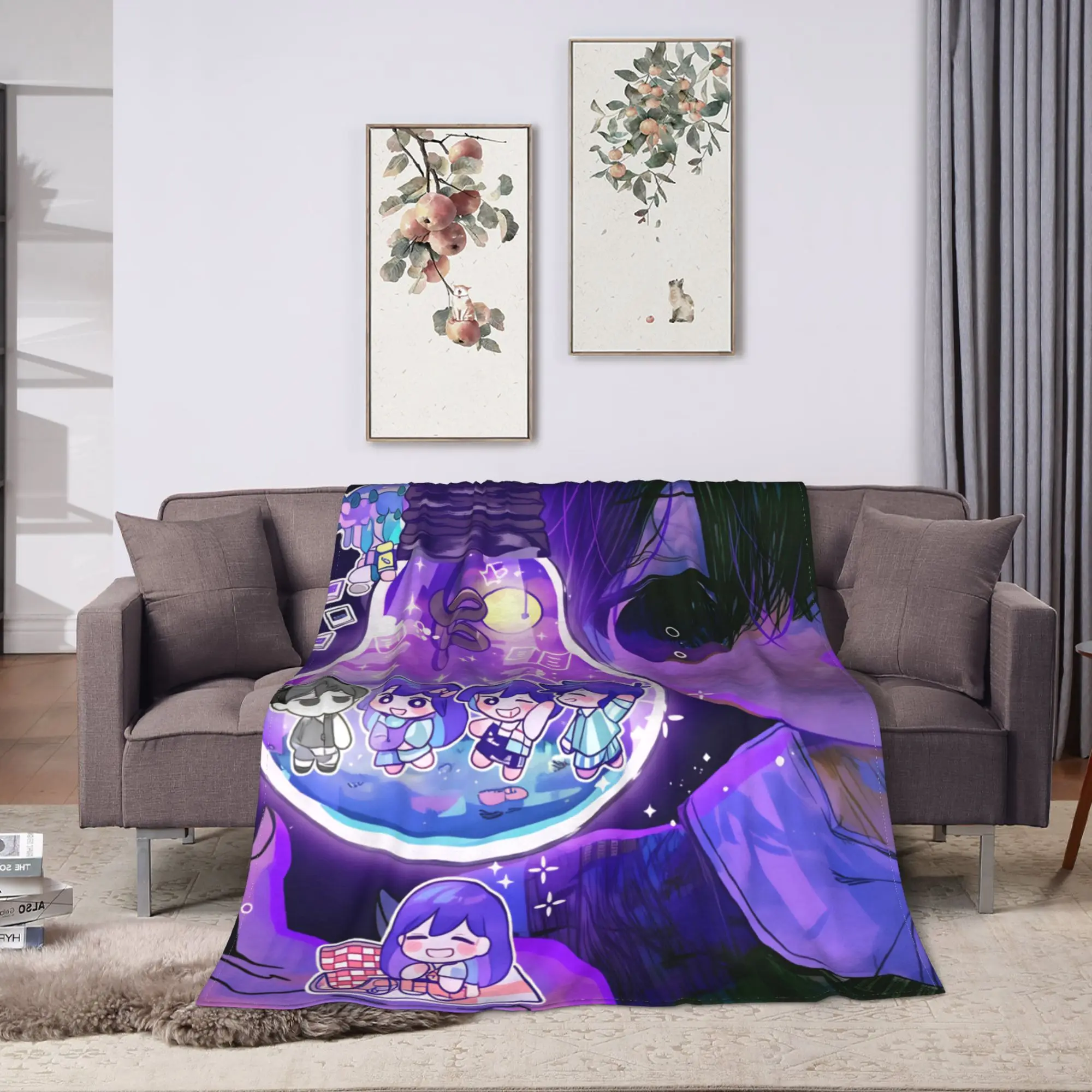Dream World Sunny Blanket Anime Basil Omori Game Airplane Travel Flannel Throw Blanket For Couch Sofa Bed Super Soft  Bedspread