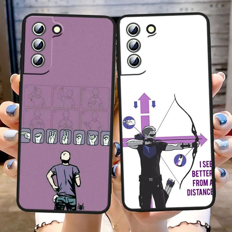 Marvel Hawkeye Phone Case For Samsung Galaxy S22 S21 S20 FE Ultra S10e S10 S9 S8 S7 Lite Plus Edge Black Funda Cover Coque