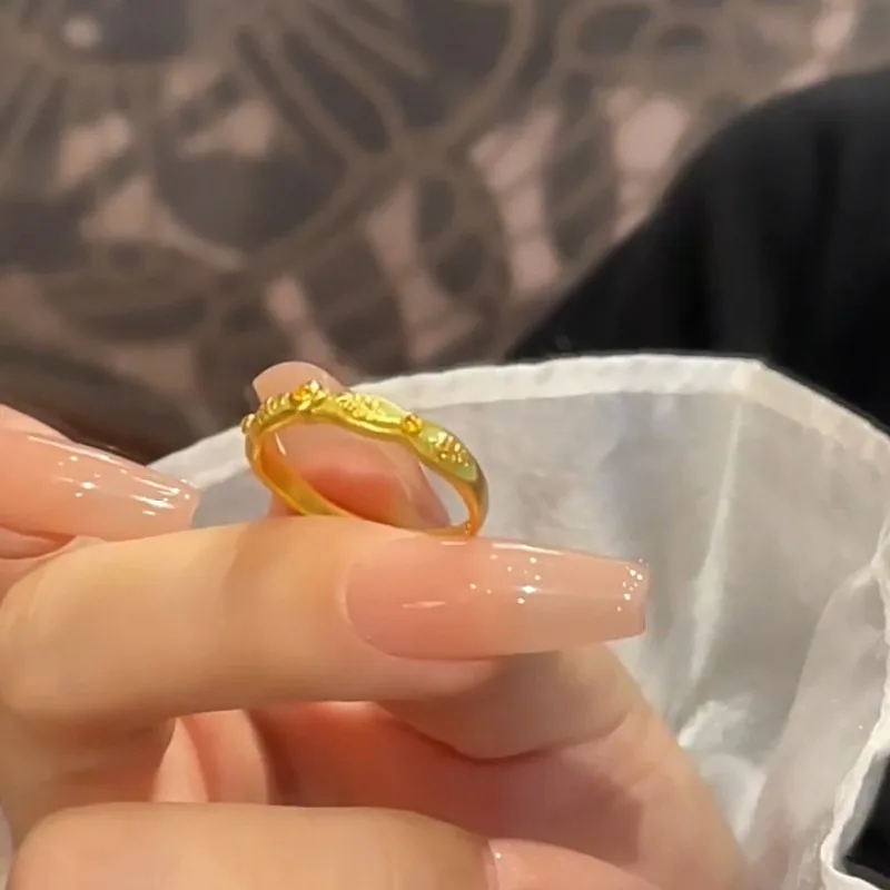 Xiaohongshu نفس المينا الذهبية الجديدة ذات الحلقة المفتوحة ذات الإضاءة الرجعية الفاخرة والمجوهرات الراقية الرائعة #2