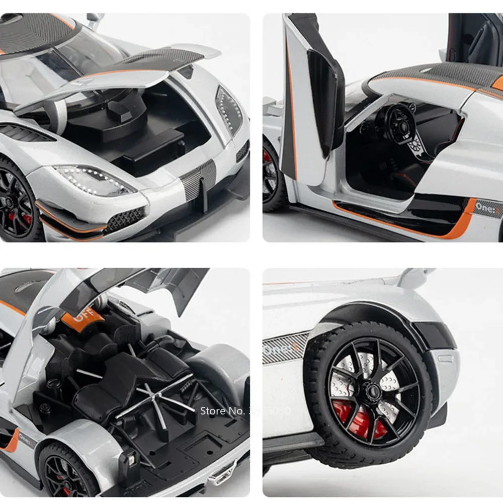 1:24 ONE-1 Miniatur-Spielzeugautos, Legierungsdruckgussmodelle, Rückziehfahrzeuge, 4 Türen, geöffnet, Sportwagen, Kleinkindspielzeug für Kinder, Geschenke