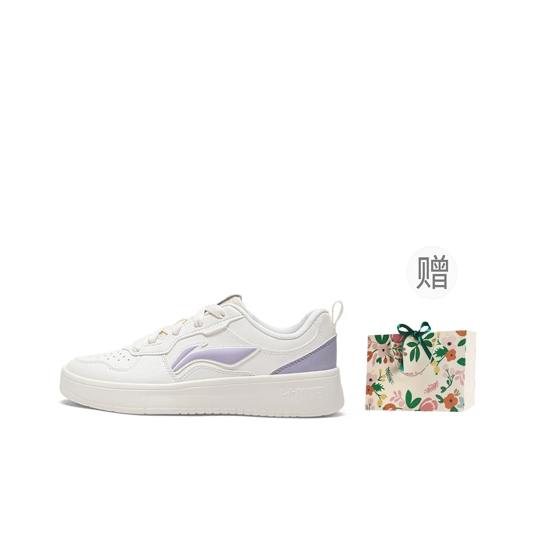 Li Ning First Cloud Abrasion Resistant, Balanced, Breathable Low top Skateboard Shoes Women's Beige Purple AGCV190-3