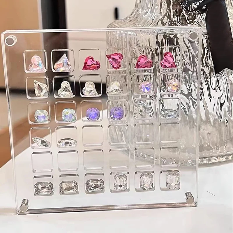 36/64/100 Grids Desk Organizer Acrylic Seashell Display Box with Magnets Starfishs Trinket Storage Case for Bead Nail Jewelry