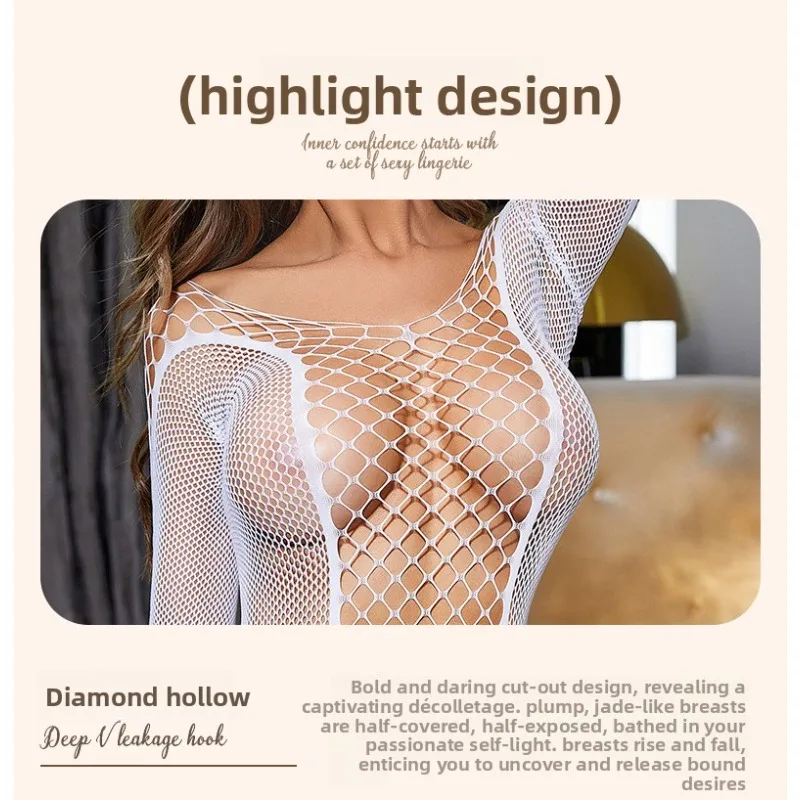 توهج الظلام مجموعة الملابس الداخلية النسائية ملهى ليلي بوديستوكينج شبكة صيد السمك فستان انظر من خلال شبكة الدانتيل يصل المثيرة Sexpy زي ملابس الحفلات #5