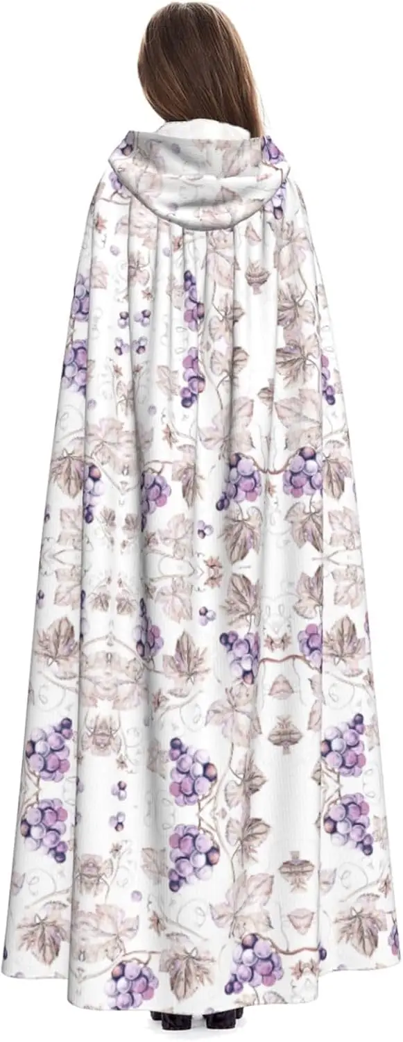 Beautiful grape leaves print Adult Hooded Cape Carnival Festival Cape Cosplay Robe Costume party Gothic Carnival view 4