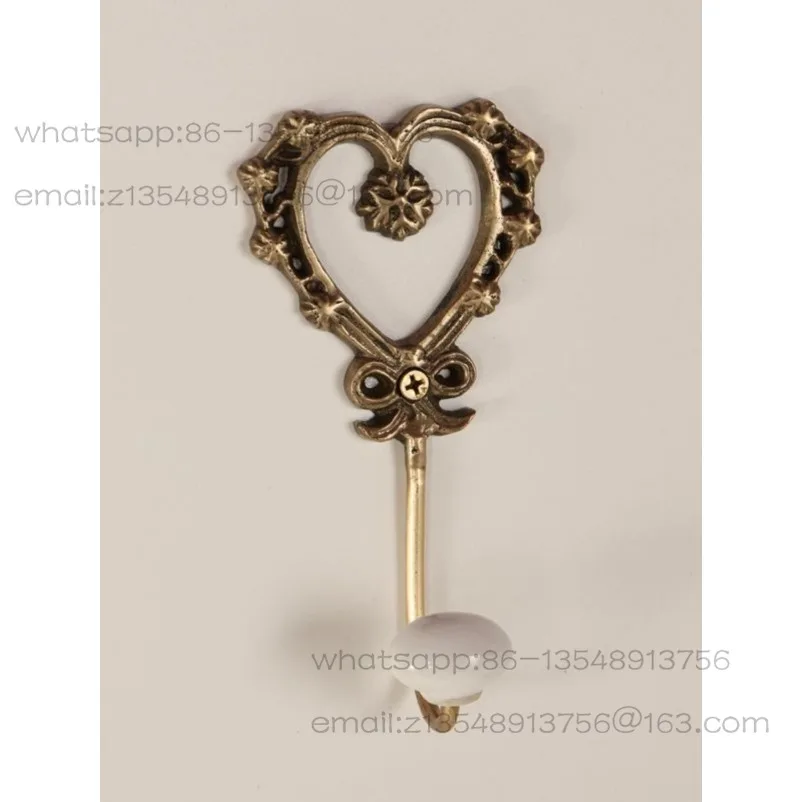 Brass with ceramic ball light luxury retro American double hook with row coat hook home bag hook