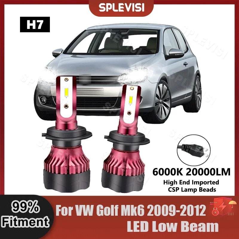 

A Pair 300% Brightness LED Low Beam Bulbs Kit 20000LM 200W 9V-36V For VW Golf Mk6 2009 2010 2011 2012 Car Headlight Low Light