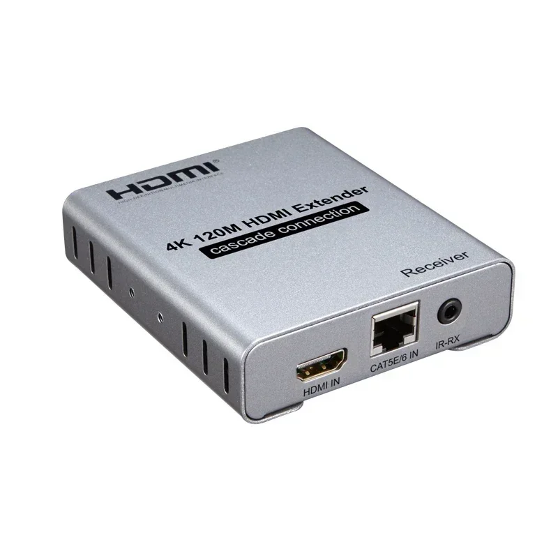 4K 120M HDMI Ethernet Extender Via Cat5e Cat6 RJ45 Cable Video Transmitter Receiver Converter Support 1 to N Cascade Connection